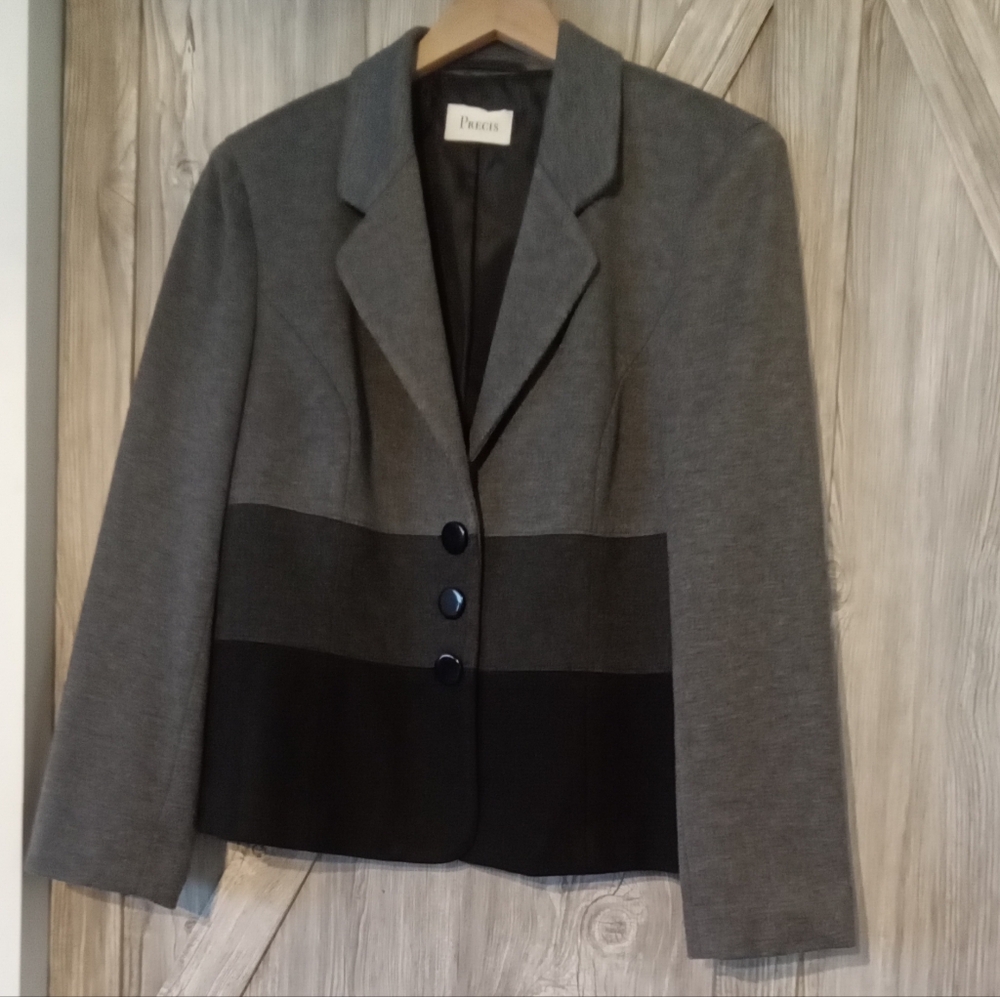 Precis UK Grey Black Knit Blazer 16